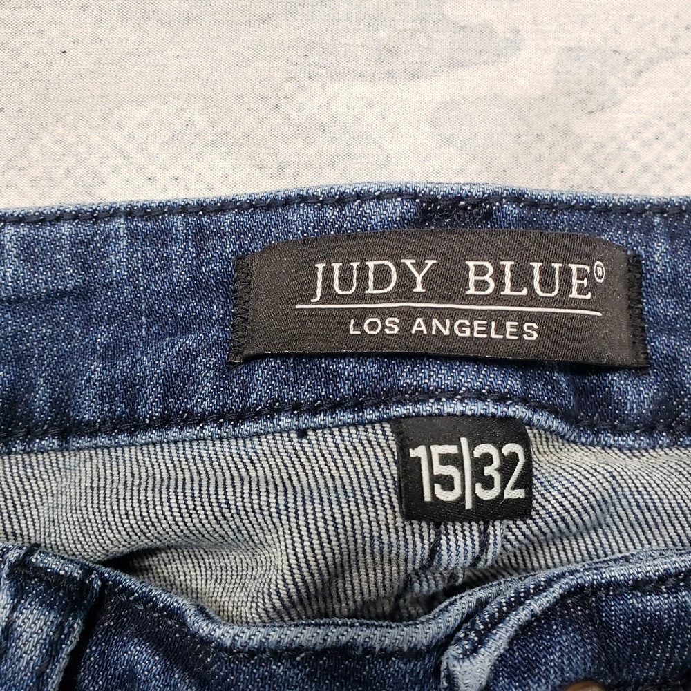Judy Blue Jeans Womens 15/32 Blue Embroidered All Over Stars Skinny Medium Wash - Picture 3 of 11